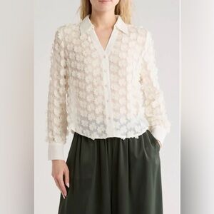 3D Floral Appliqué Long Sleeve Top/Brand New Never Worn /Size Medium